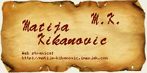 Matija Kikanović vizit kartica